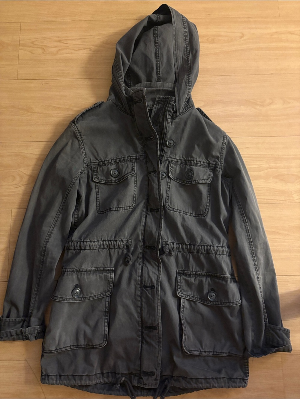 Talula Hooded Field Jacket in Charcoal